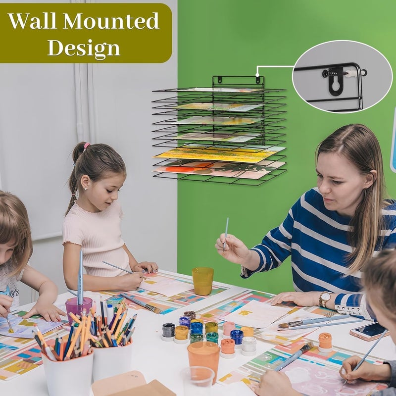 Lzttyee Art Drying Rack for Classroom Paint Drying Rack Small Art Drying Rack Wall Art Storage Rack with 12 Removable Shelves for Classrooms and Art Studios (Black, 12 Shelves) - Image 2